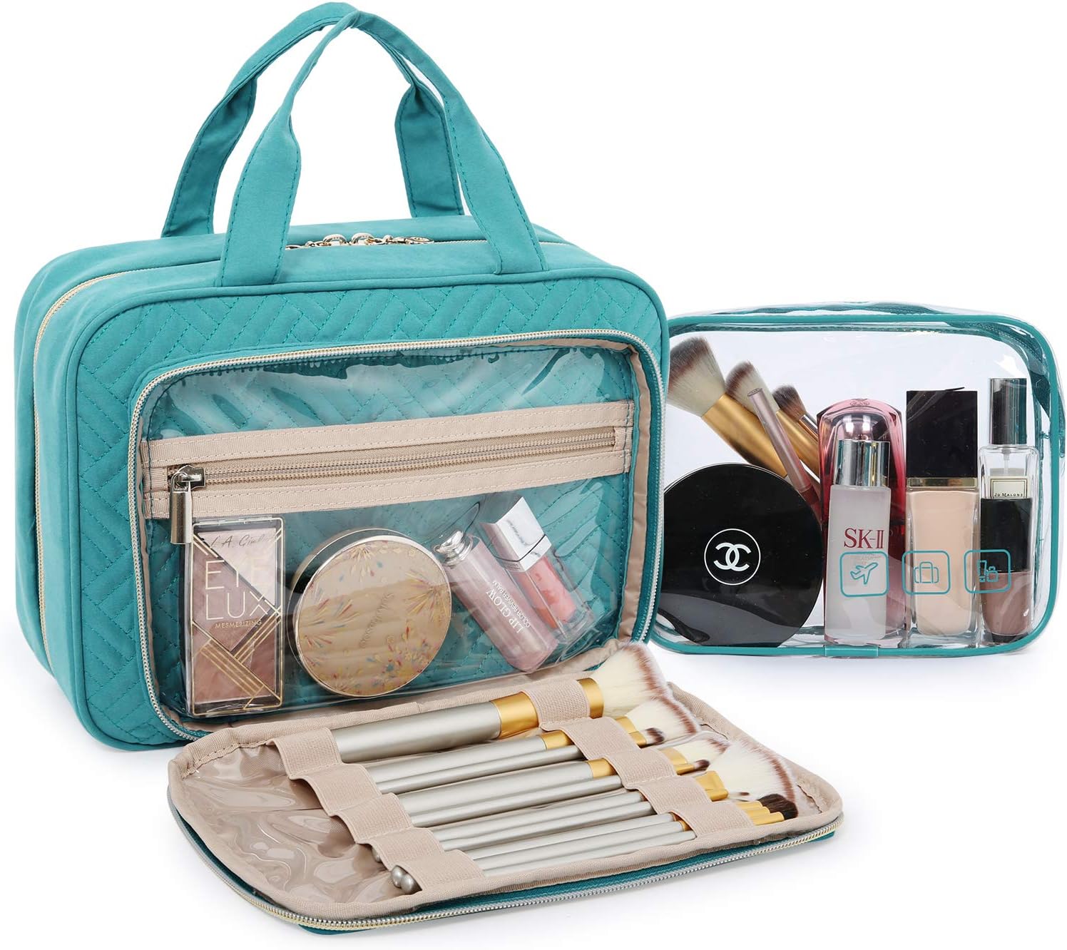 Thumbnail 5 de BAGSMART Hanging Travel Toiletry Organizer with TSA-Approved Clear Bag in Large Teal