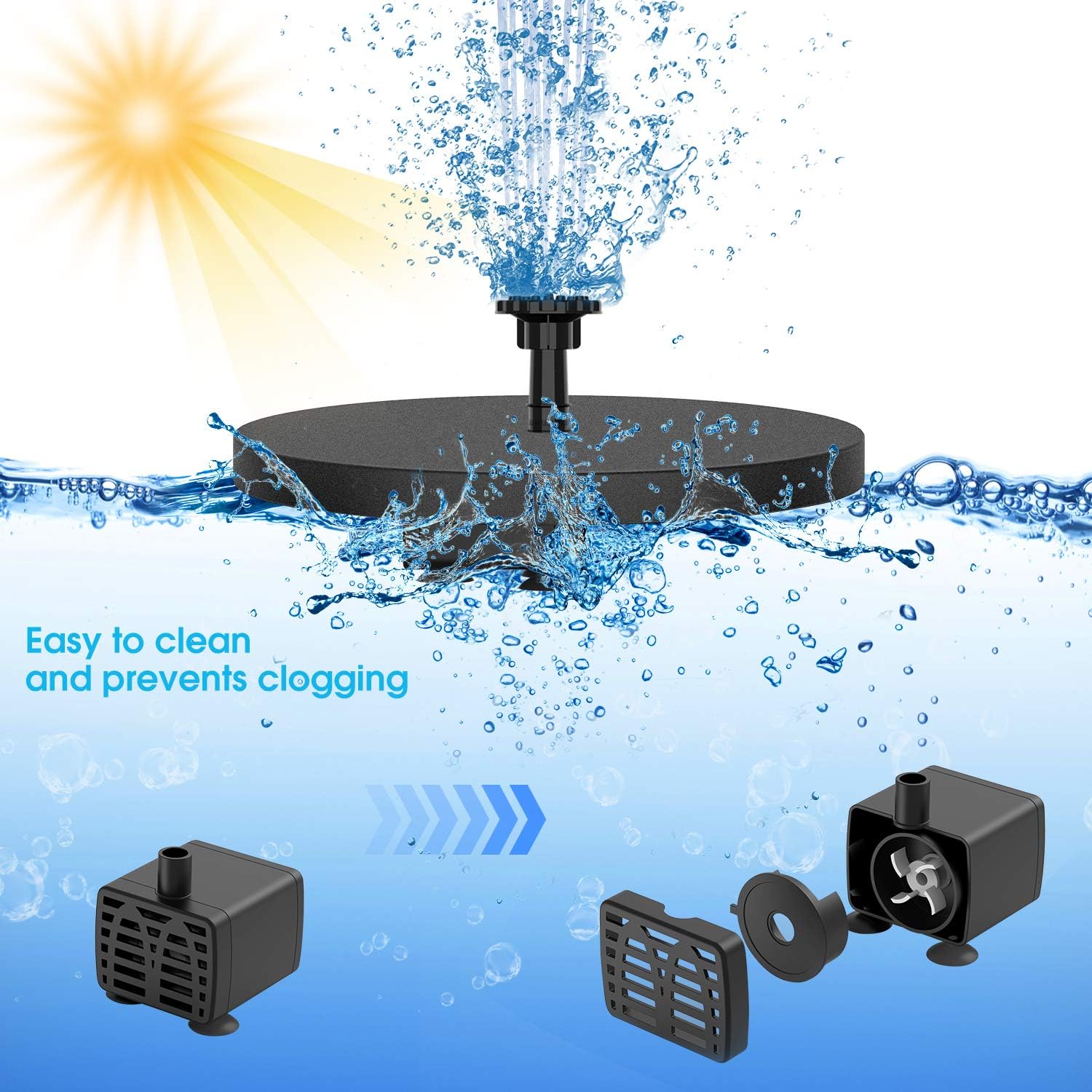 Detalle de AISITIN Solar Springbrunnen 5,5 W für Teich