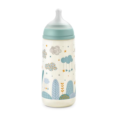 Imagen de Suavinex, Biberón 360 ml. Tetina simétrica SX Pro, Válvula anticólica, Silicona fina suave, +6 Meses. Sueños Azul en OfertitasTOP