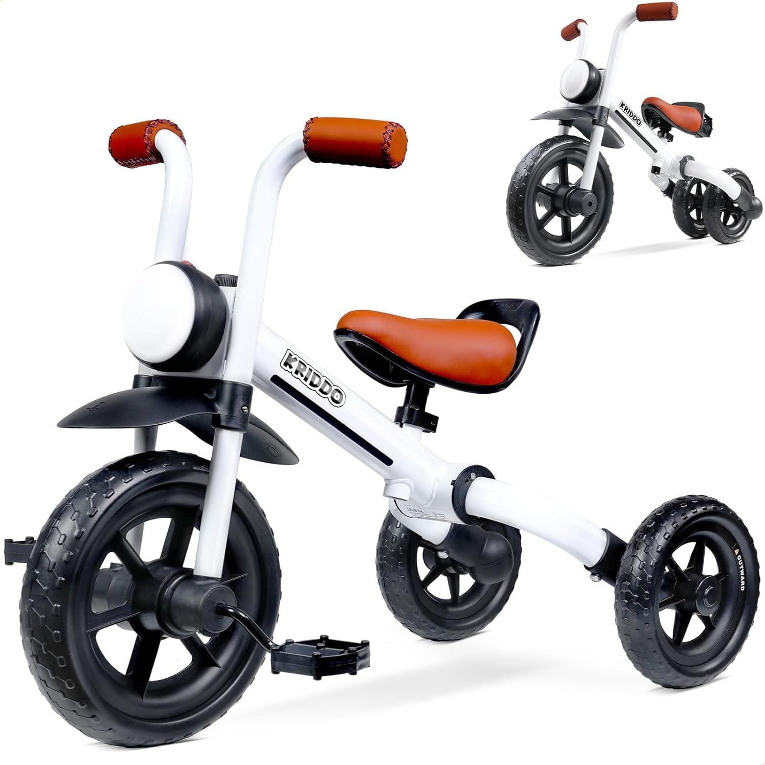 Detalle de KRIDDO 2-in-1 Kids Balance Bike and Tricycle (2 to 5 Years) with Detachable Pedals and Front Light