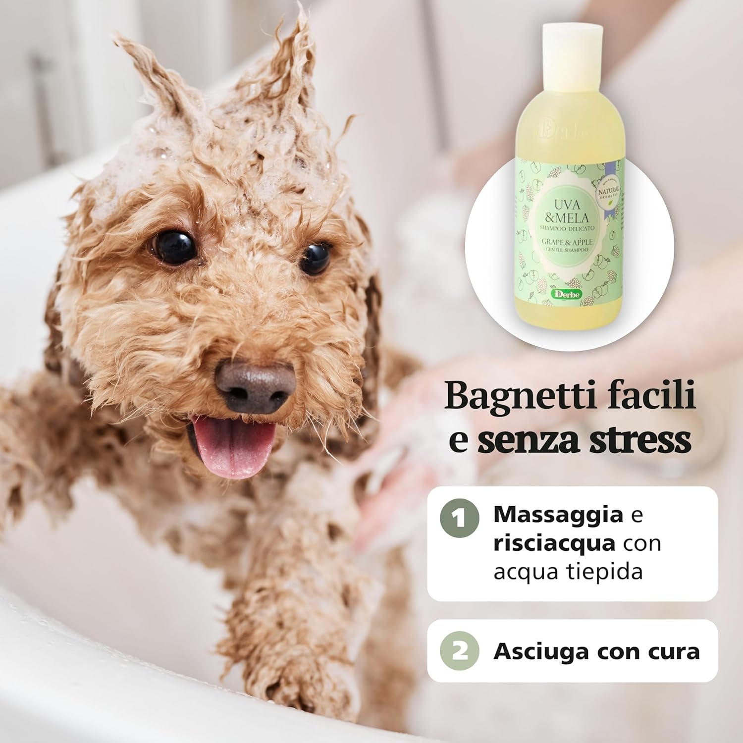 Thumbnail 4 de Natural Derma Pet Shampoo Profumato per Cani – Uva e Mela, 200 ml, Made in Italy