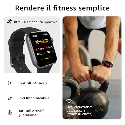 Detalle de AcclaFit Smartwatch Uomo Donna 1.85": 140+ modalità, Chiamate Bluetooth e Monitoraggio salute IP68