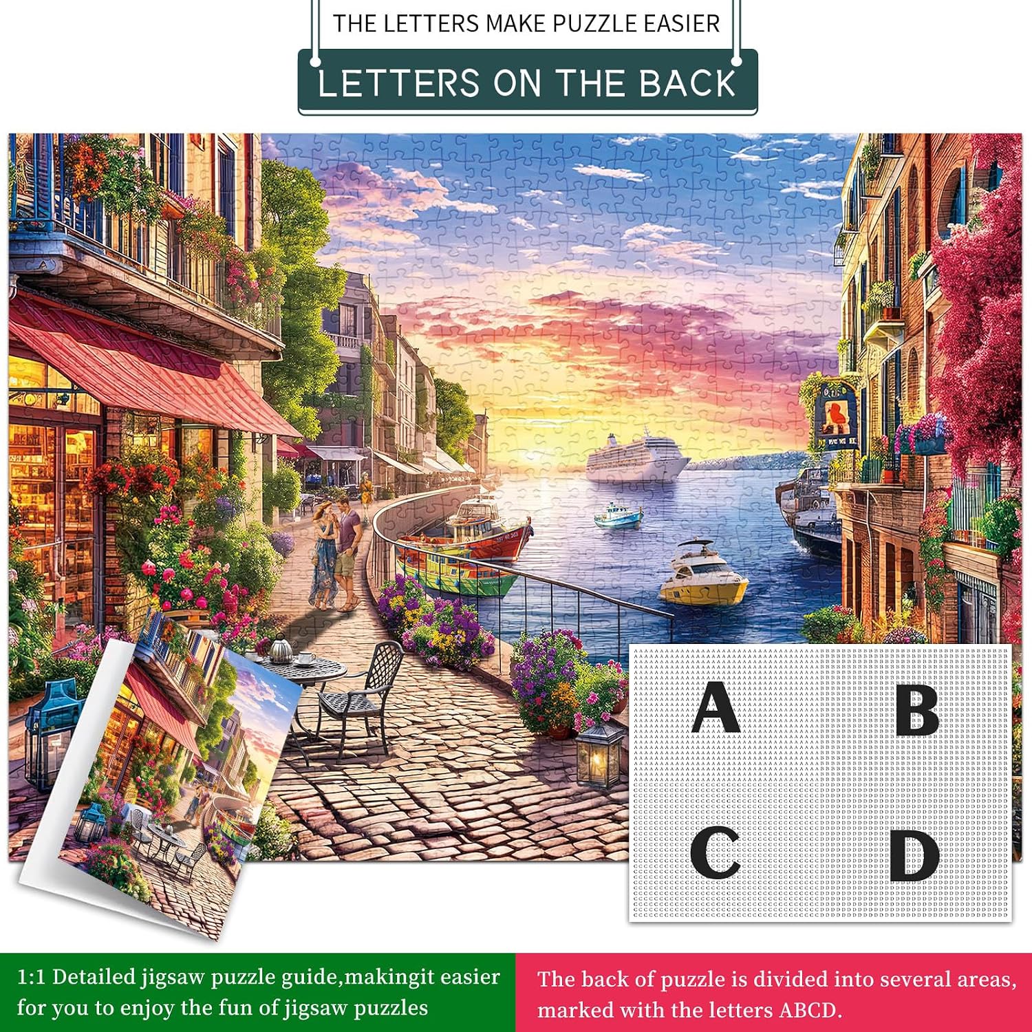 Detalle 2 de Chalzidar 1000-Piece City Jigsaw Puzzle for Adults, Charming Streets