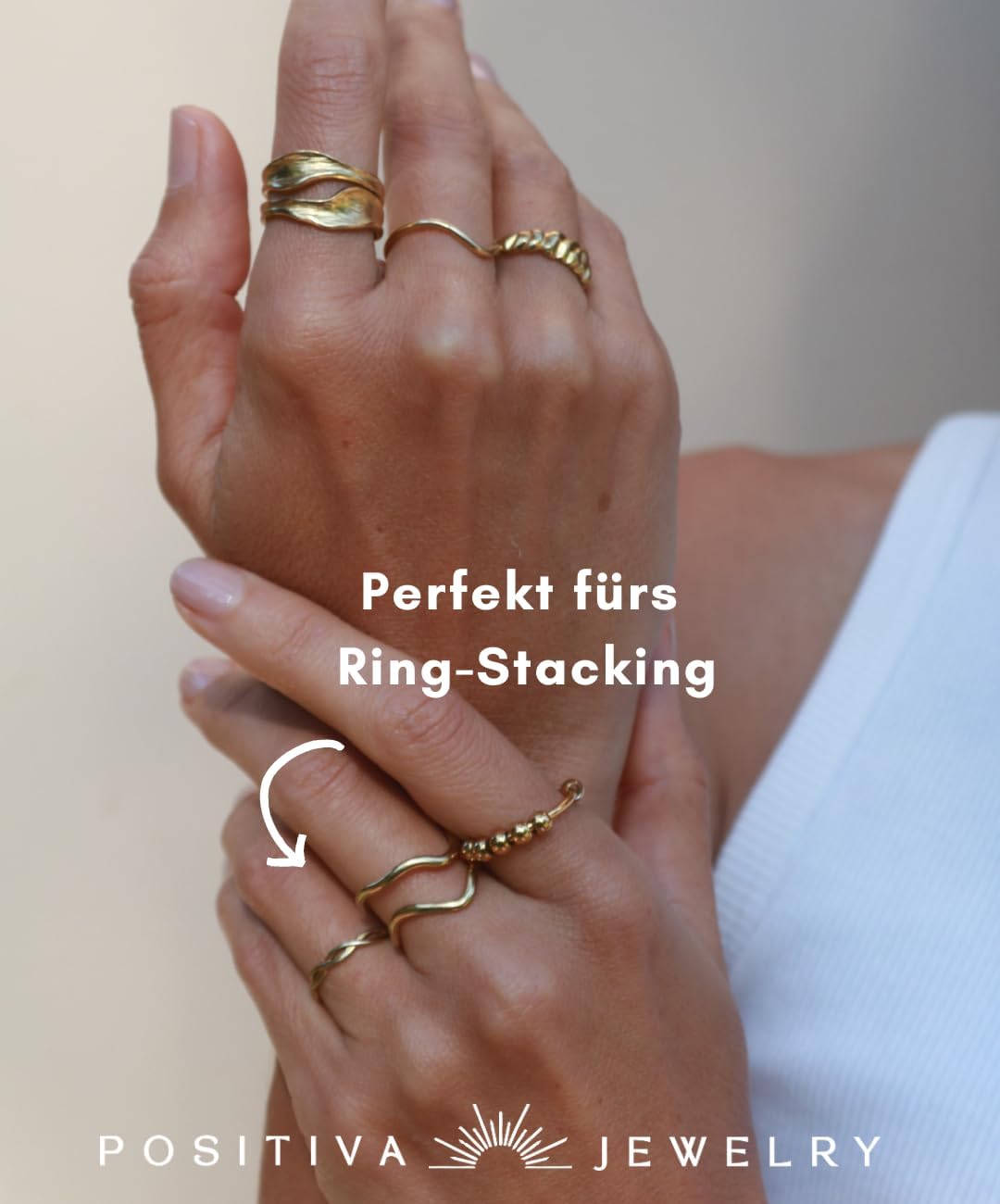 Thumbnail 3 de Infinity Ring Damen – Verstellbarer Edelstahlring in Goldfarben mit Unendlichkeitszeichen