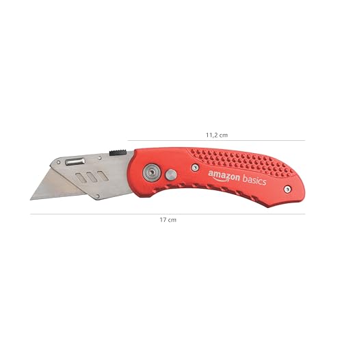 Detalle 2 de Amazon Basics Taglierino pieghevole e resistente con corpo in alluminio – rosso