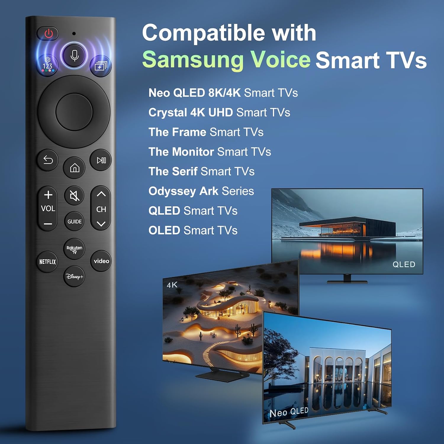 Detalle de Voice Replacement for Samsung-Smart-TV-Remote with Voice Function and Shortcut Buttons