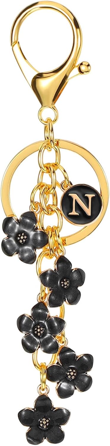 Thumbnail 6 de PATIKIL Initial Letter Flower Keychain – Zinc Alloy Alphabet Enamel Charm