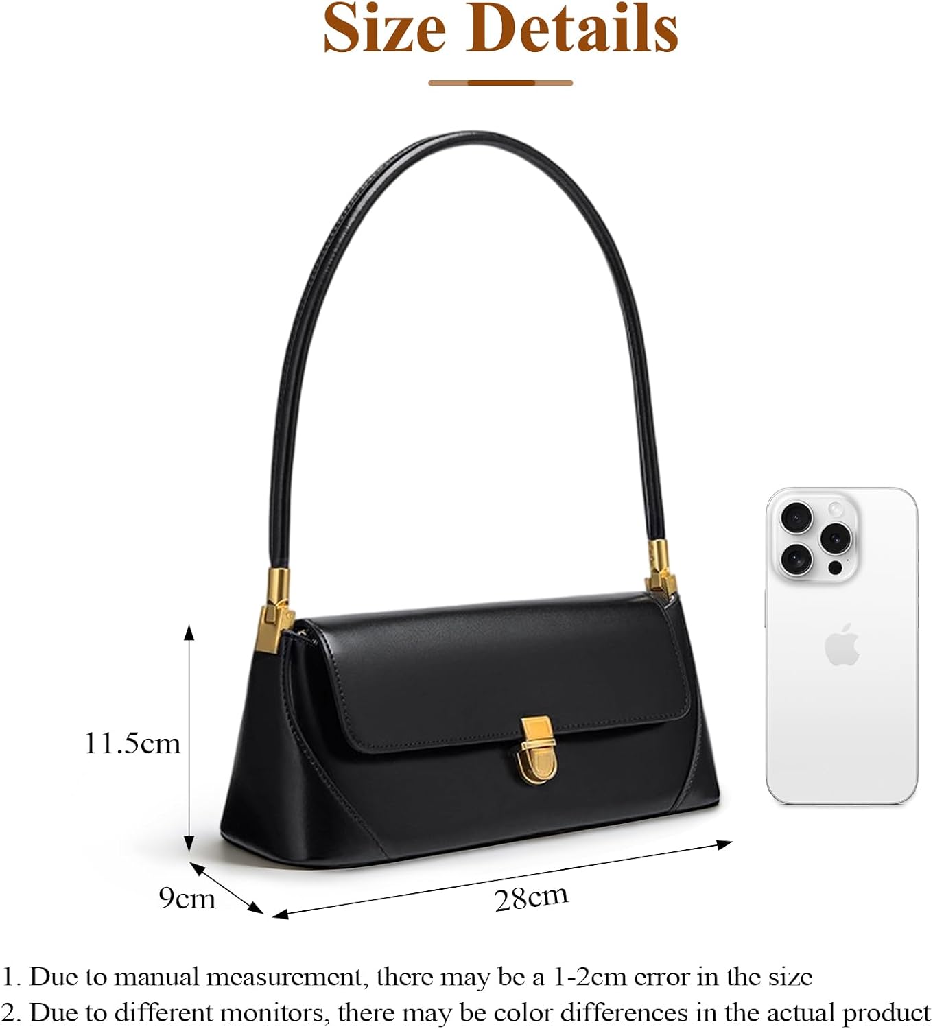 Detalle 2 de Mabecol Sac à Main Femme en Cuir PU, Petit Sac Bandoulière avec Rabat et Serrure Dorée
