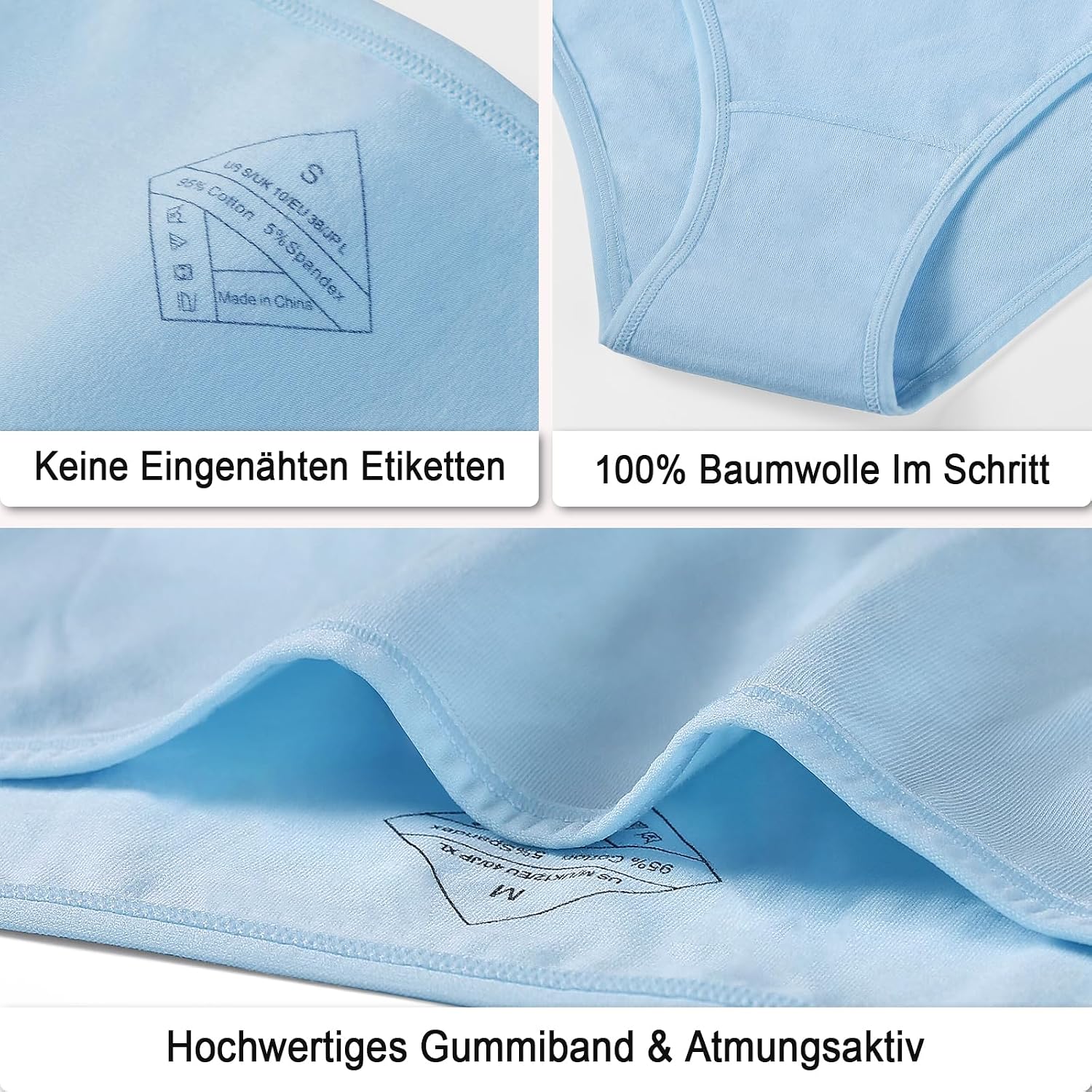 Detalle de anqier Damen Unterhosen im 6er Pack aus Baumwolle (95% Baumwolle, 5% Elastan) – bequeme Hipster