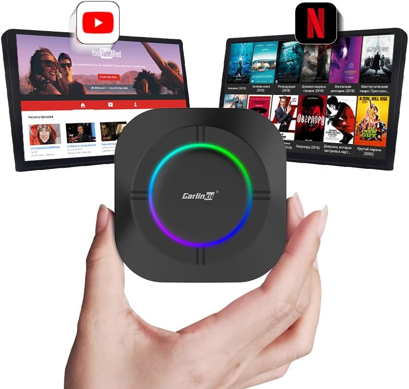 Detalle de CarlinKit AIBox Android 13.0 wireless CarPlay adapter, 4GB RAM, 64GB storage