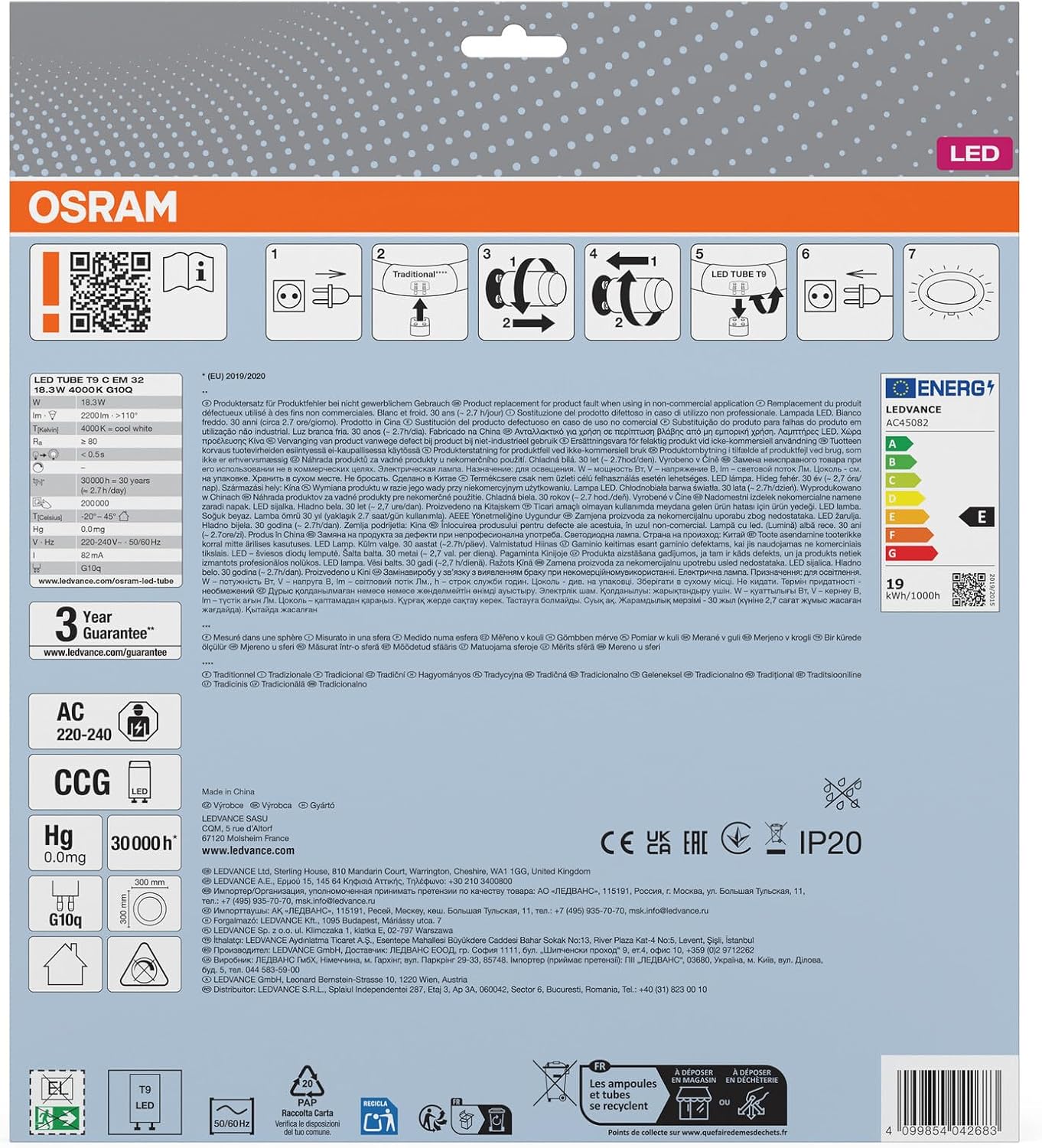 Detalle de OSRAM LED TUBE T9C EM 32 – Tubo LED circolare 18.3W, 2200 lm, 4000K