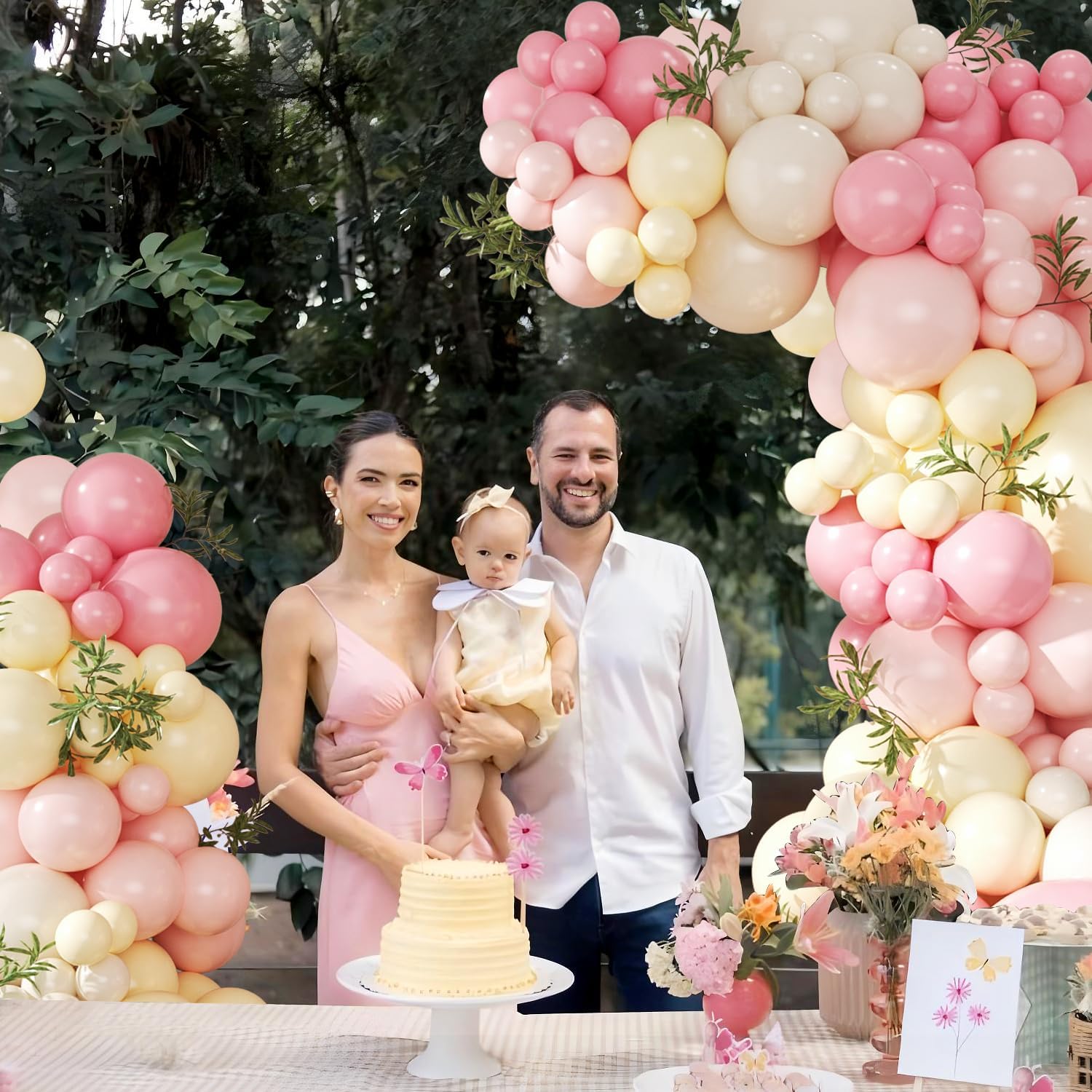 Detalle de Pink and Yellow Balloon Arch Kit: 124-Piece DIY Garland for Party Decor