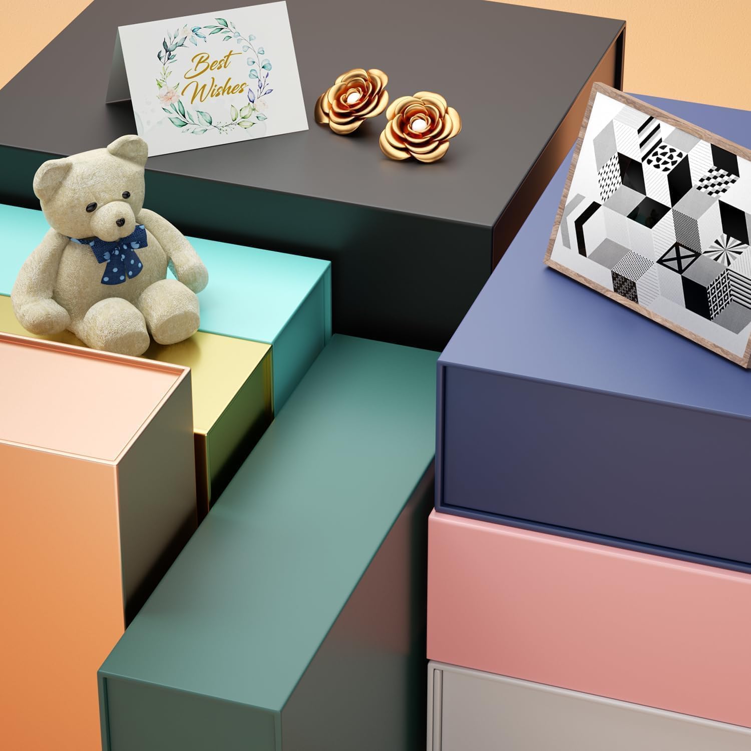 Thumbnail 6 de eascity 2er-Set Geschenkboxen mit magnetischem Verschluss (30×20×7,6 cm) – rechteckig, klappbar, weiß
