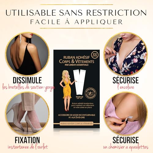 Detalle de Linda's Essentials Adhésif Double Face Peau Pour Body Tape et Scotch Vêtement Peau (100 pièces)