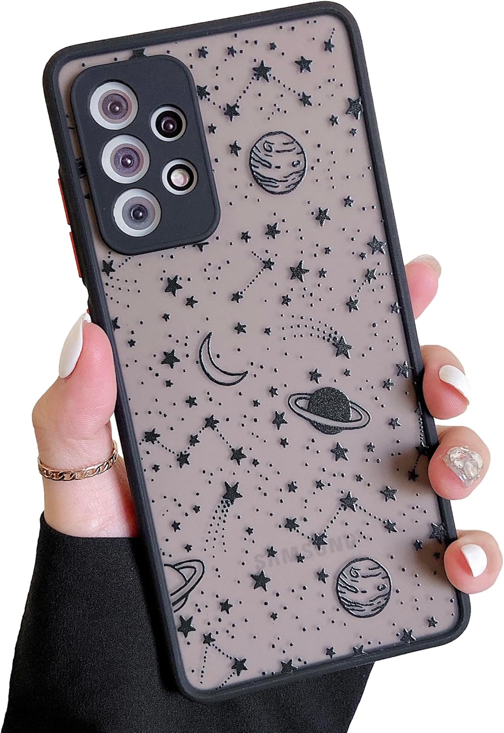 Thumbnail 4 de ZTOFERA Planet Sky Star Pattern Case for Samsung Galaxy S25 Ultra 5G (6.9") — Frosted Clear Back, Black Sky