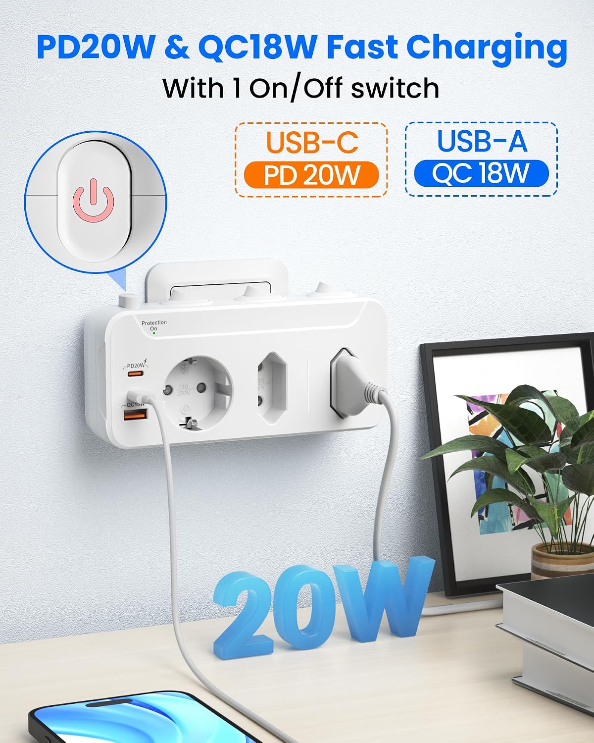 Thumbnail 4 de Doppelstecker mit USB PD20W QC18W Steckdose