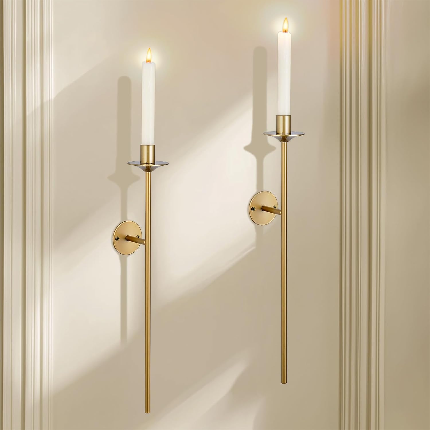 Detalle 2 de Sziqiqi YSZTZ2243 väggljusstakar i guld, metall, 46,5 cm, 2-pack