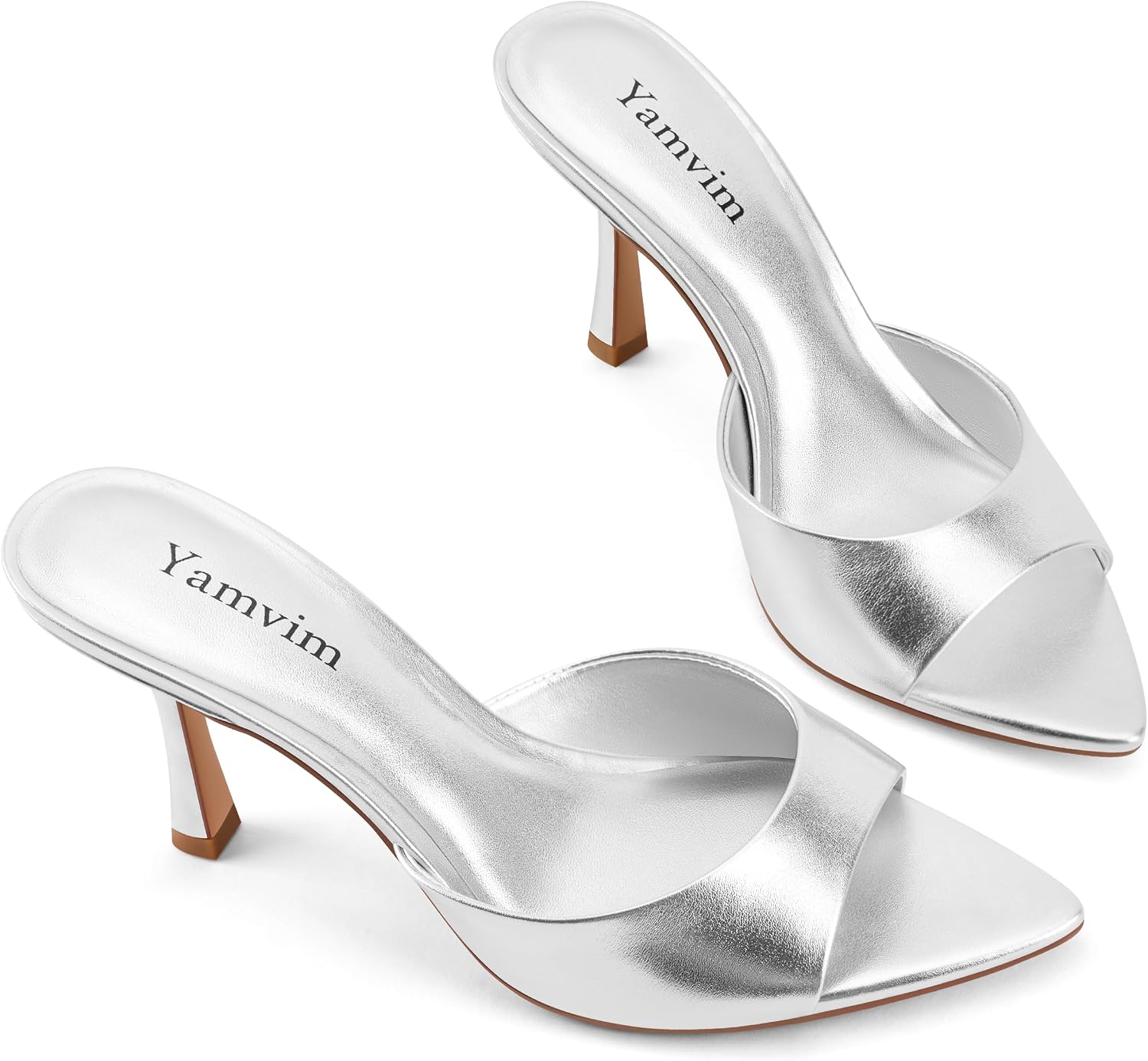 Detalle 1 de Yamvim Pointed-Toe Mule Heels for Women, 3.15-Inch Slim Heel