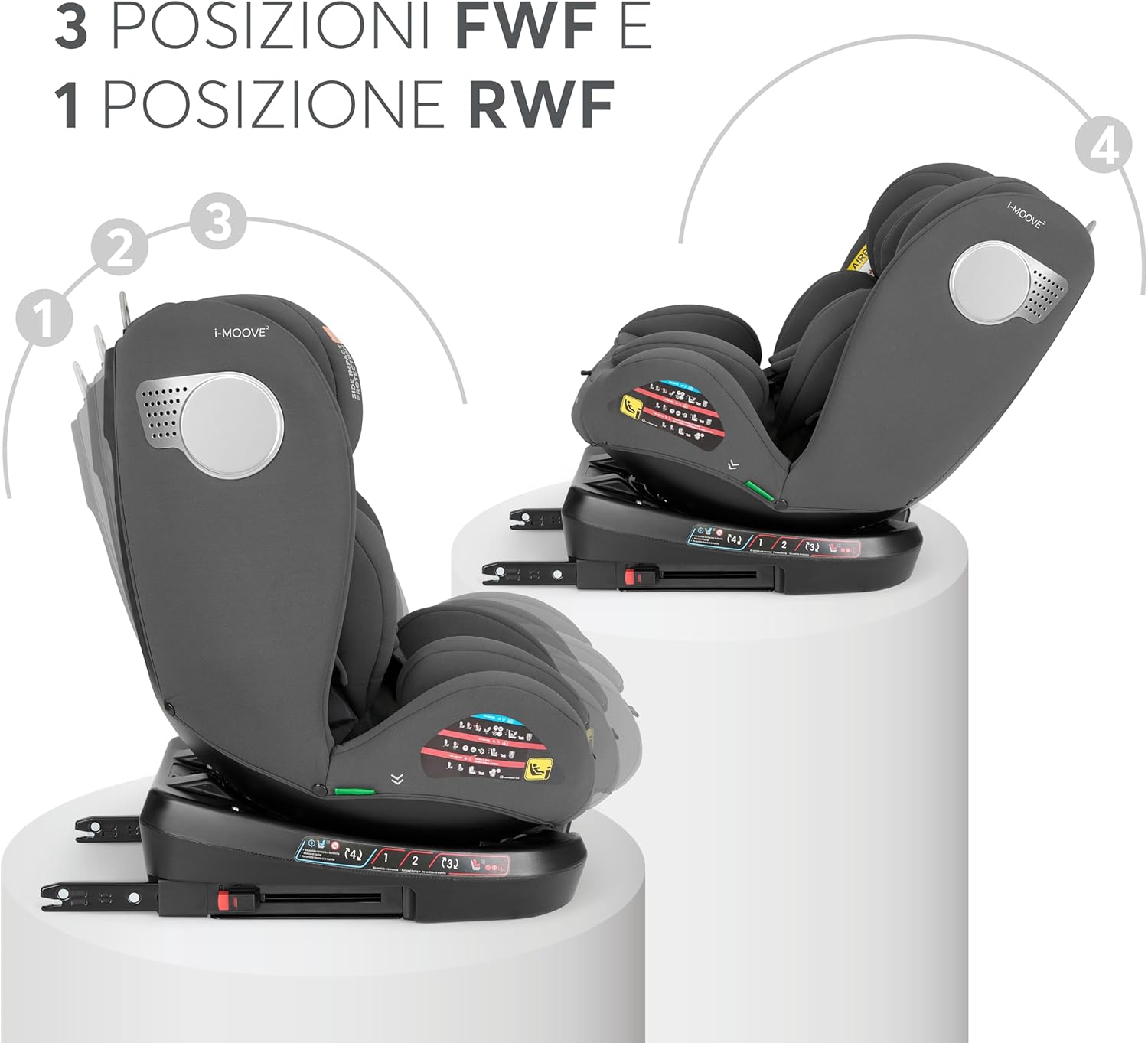 Thumbnail 6 de KikkaBoo Seggiolino Auto 0–36 kg ISOFIX i-Size i-MOOVE 2, Rotazione 360°, Verde Militare