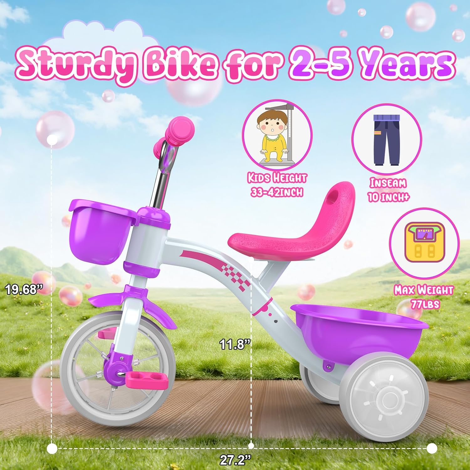 Thumbnail 4 de Kkdi Toddler Tricycle 4-Level Adjustable Seat
