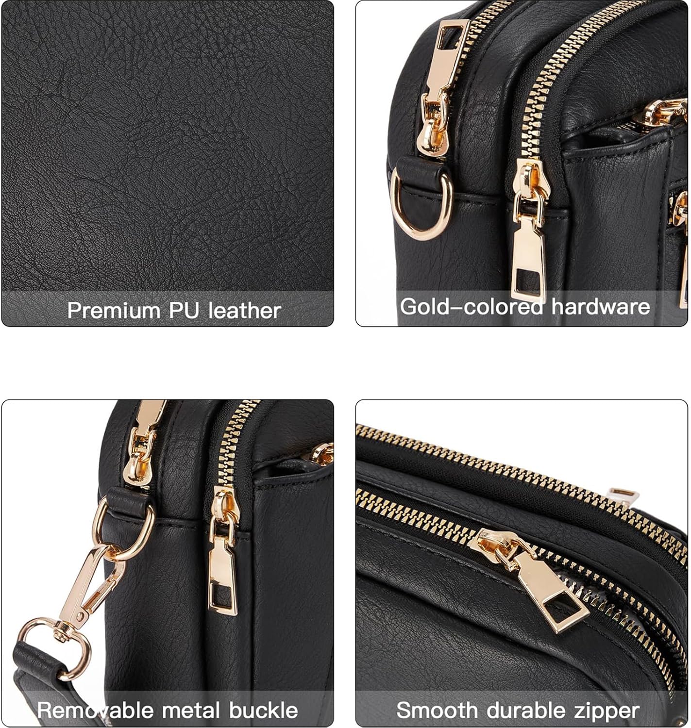 Detalle de Farcauo Umhängetasche für Damen & Herren – Crossbody-/Crossbody-Bag mit Schultergurt, Kunstleder-Optik