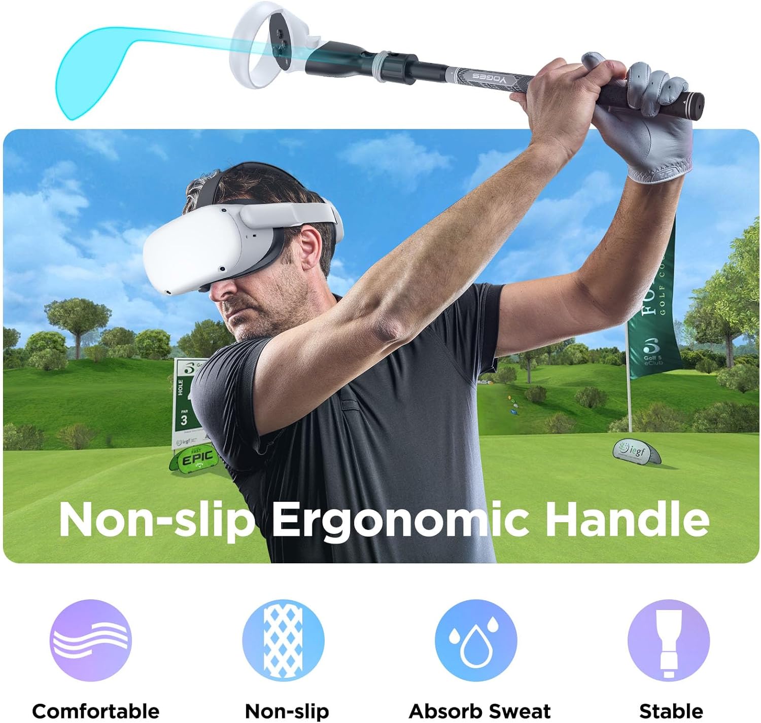 Detalle 2 de YOGES VR Golf Club Handle for Oculus Quest 2
