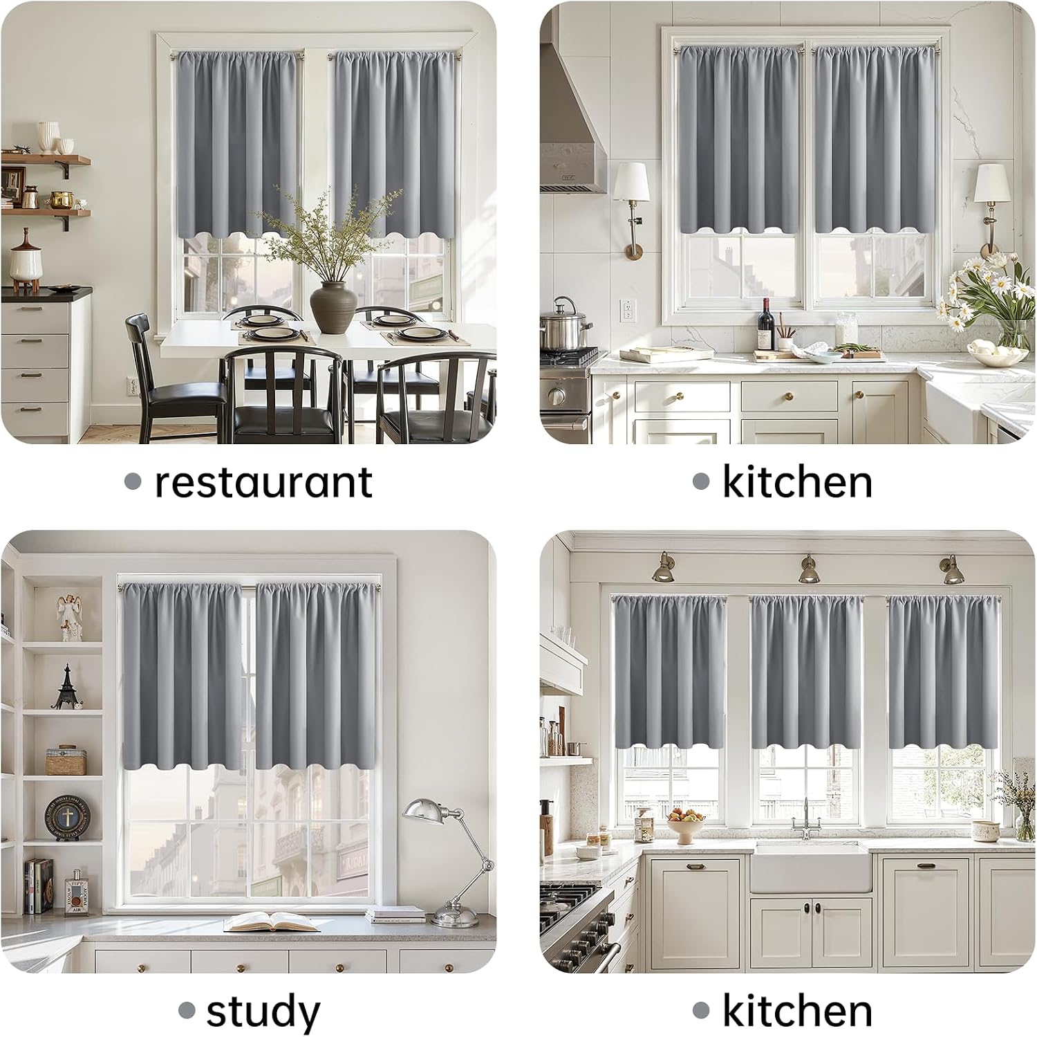 Detalle de CUTEWIND lot de 2 rideaux occultants thermiques courts 60 x 90 cm gris clair