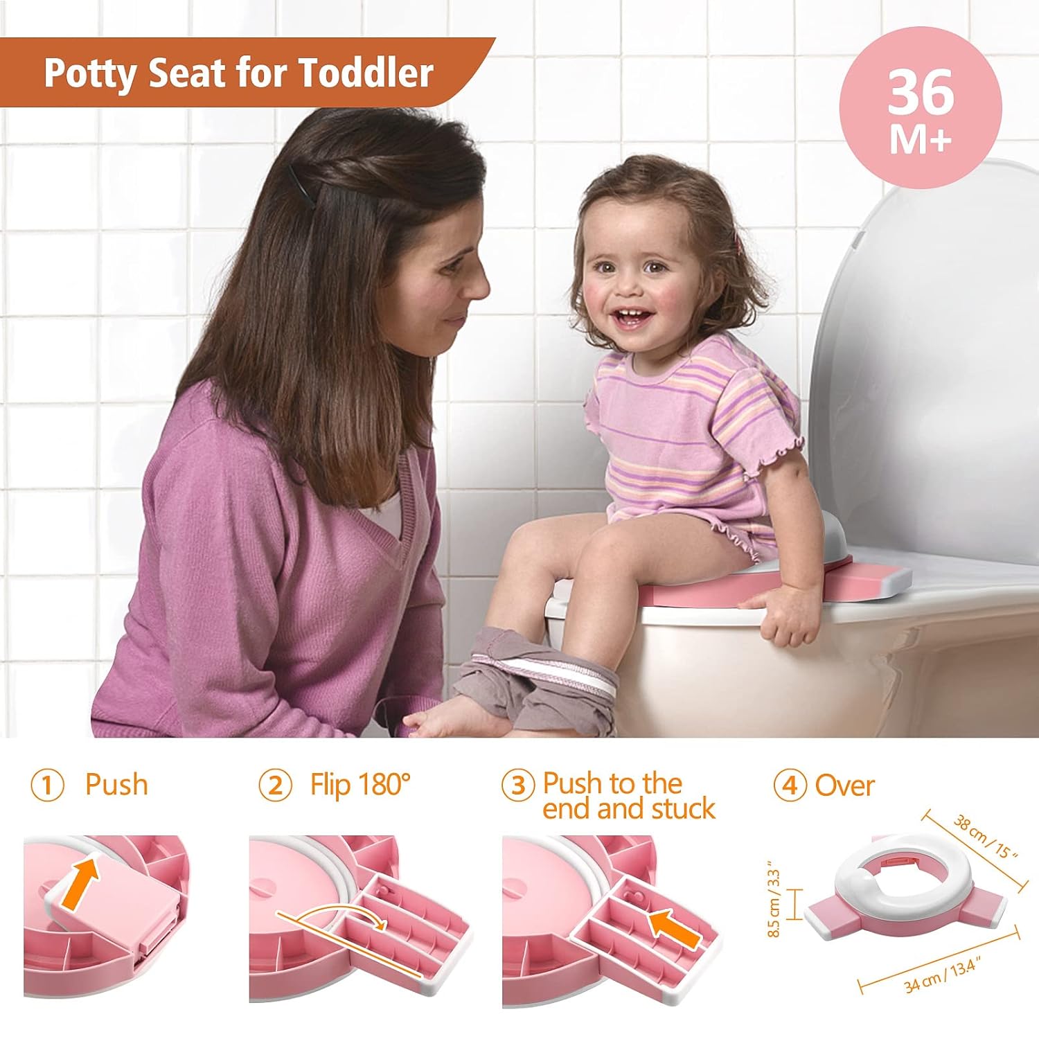 Detalle de Kinder-Toilettensitz 3-in-1 rosa ab 15 Monaten