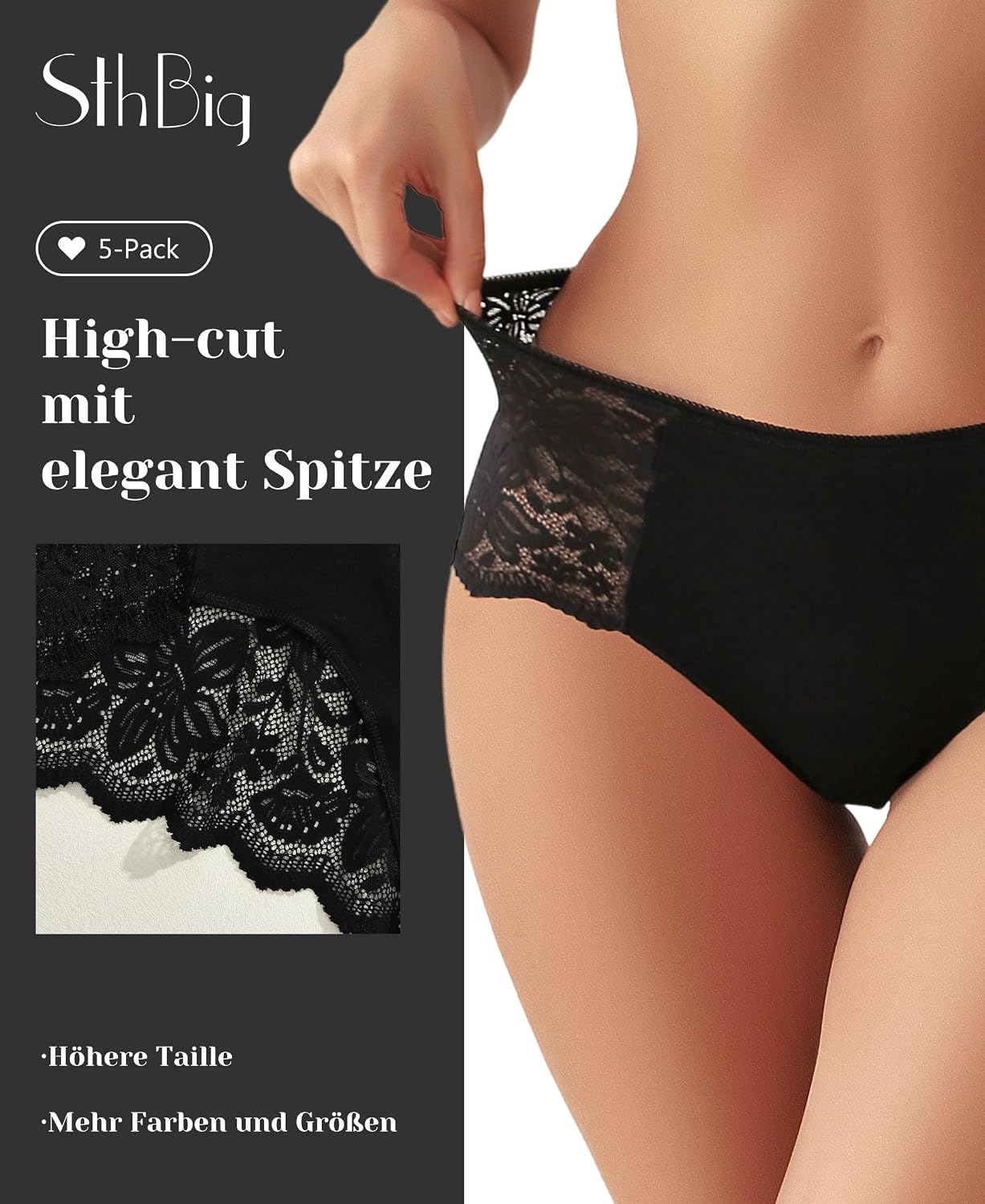 Thumbnail 3 de Sth Big High Waist Unterhosen Damen Spitze