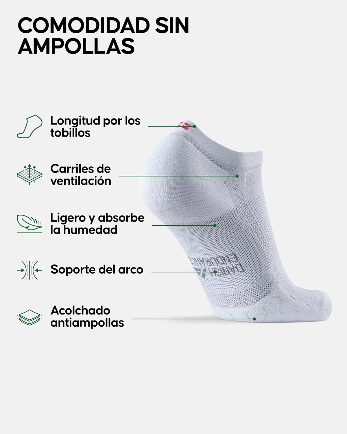 Detalle 2 de DANISH ENDURANCE Calcetines Cortos Running 3 Pack