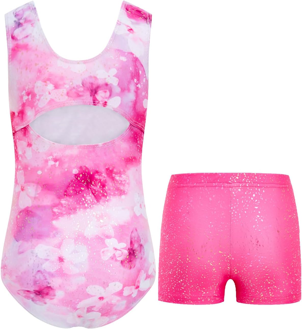 Thumbnail 1 de JiAmy Girls' Gymnastics Leotards with Shorts Set (3 Pieces) – Sleeveless Ballet Dancewear for 3–12 Years