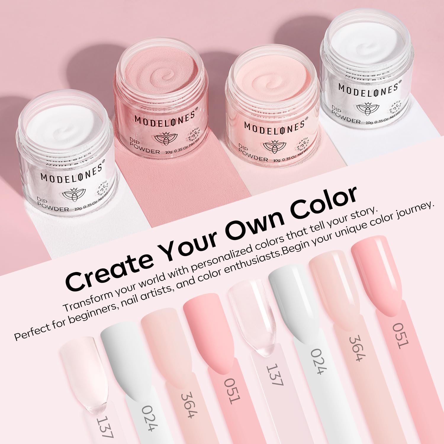 Thumbnail 2 de Modelones Dip Powder Nail Kit: 4 Colors with No-Lamp Easy at-Home French & Nail Art Starter Set