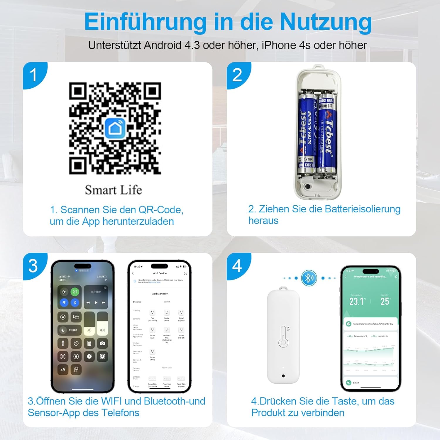 Thumbnail 4 de WIOONI 2er-Set WLAN Thermometer & Hygrometer (WiFi, Smart Life/Tuya-kompatibel) für Gewächshaus, Kühlschrank & Co.