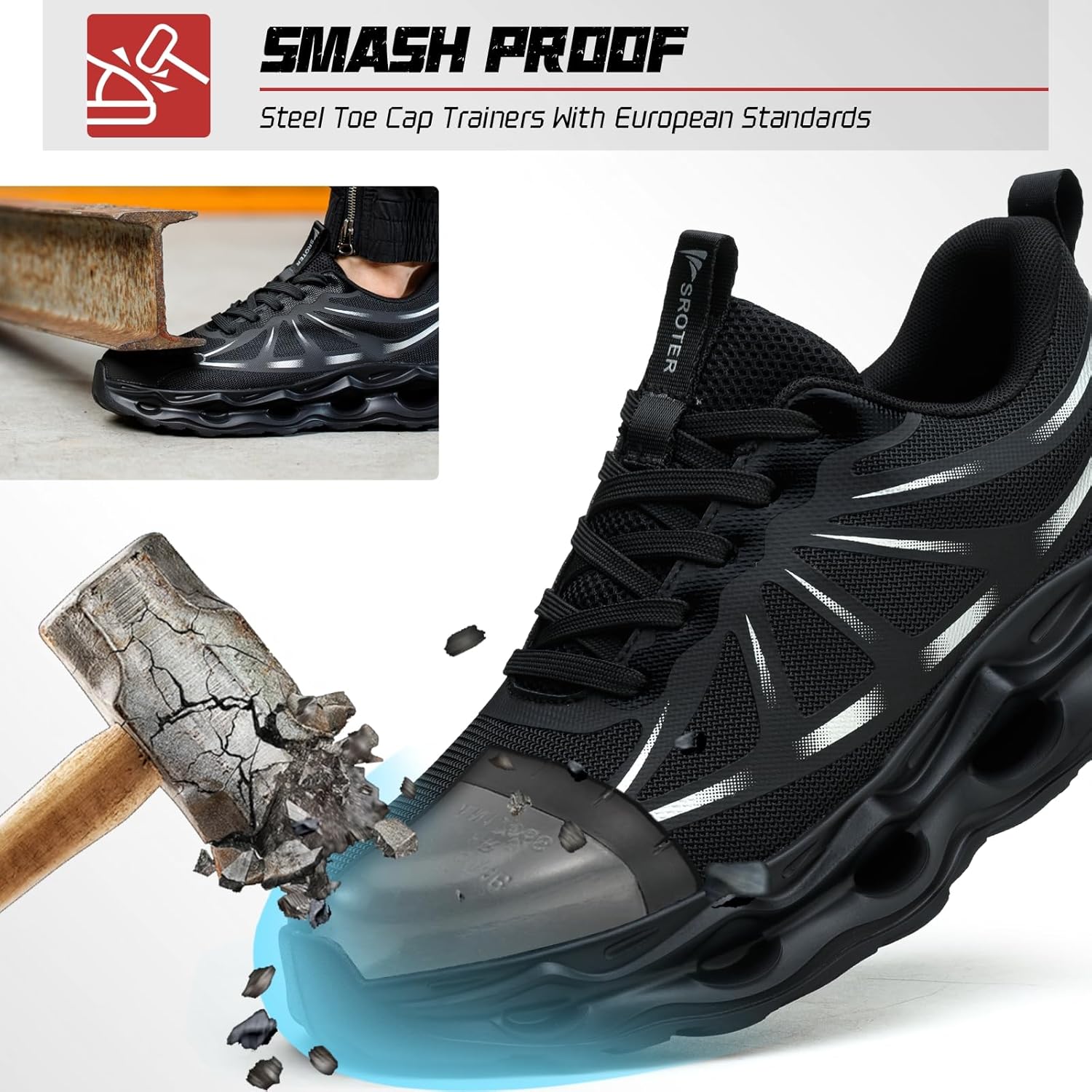 Detalle de Steel Toe Cap Trainers Mens Womens Safety Trainers: Comfortable, Lightweight Work Shoes