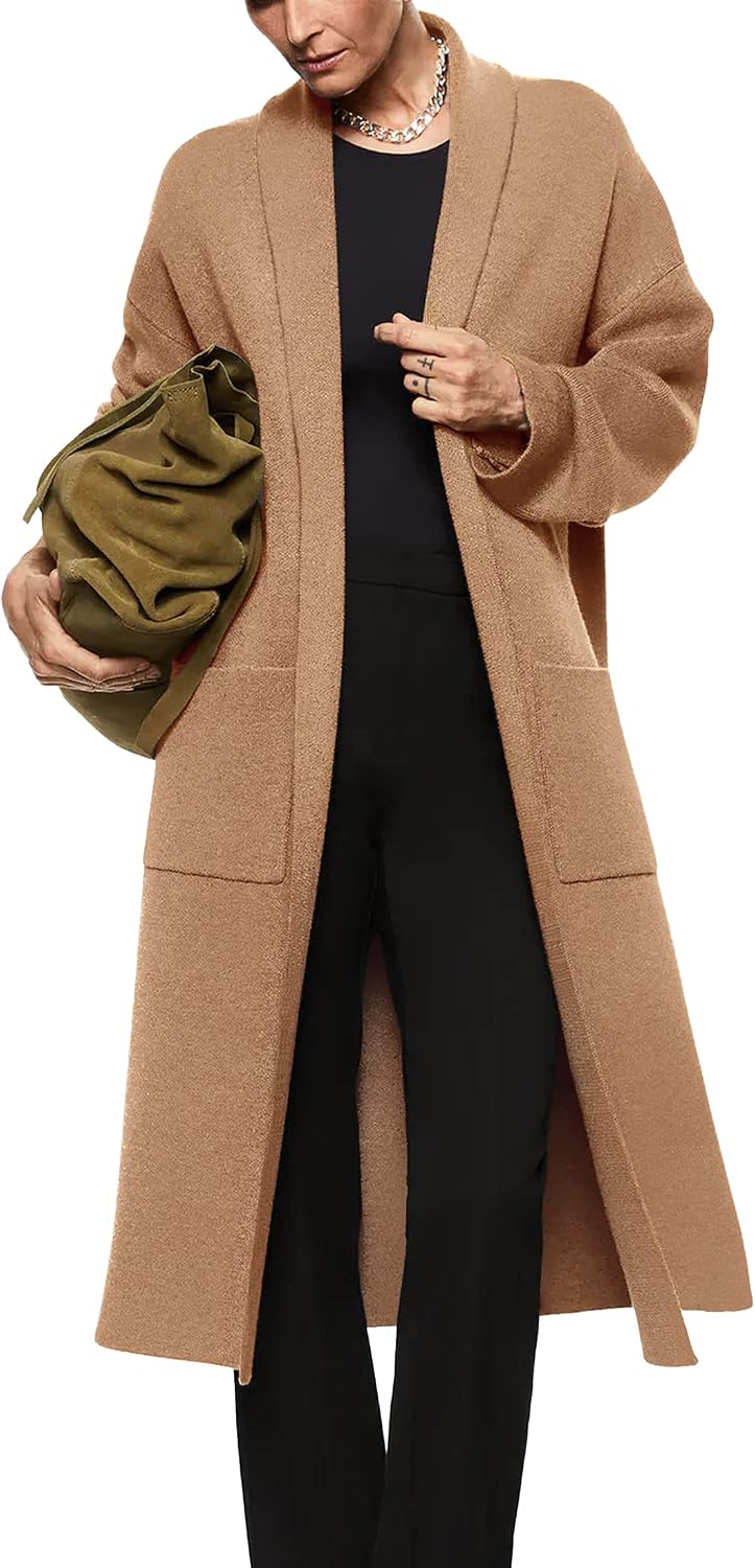 Detalle de Womens Long Sleeve Maxi Cardigan Oversized Knitted Sweater Coat