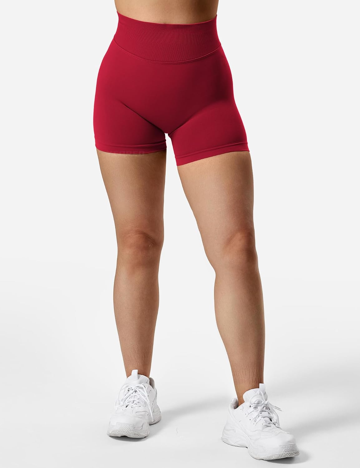 Detalle 2 de YEOREO SoftHue Damen Sportshorts Invisible Scrunch (4,5") – nahtlos, feuchtigkeitsableitend & push-up für Workout und Alltag