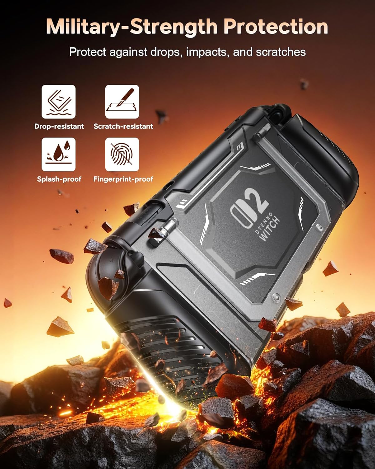 Detalle de FYOUNG Andockbare Schutzhülle für Nintendo Switch 2 – Militärischer Schutz, abnehmbarer Griff, Frontabdeckung mit 12 Kartensteckplätzen