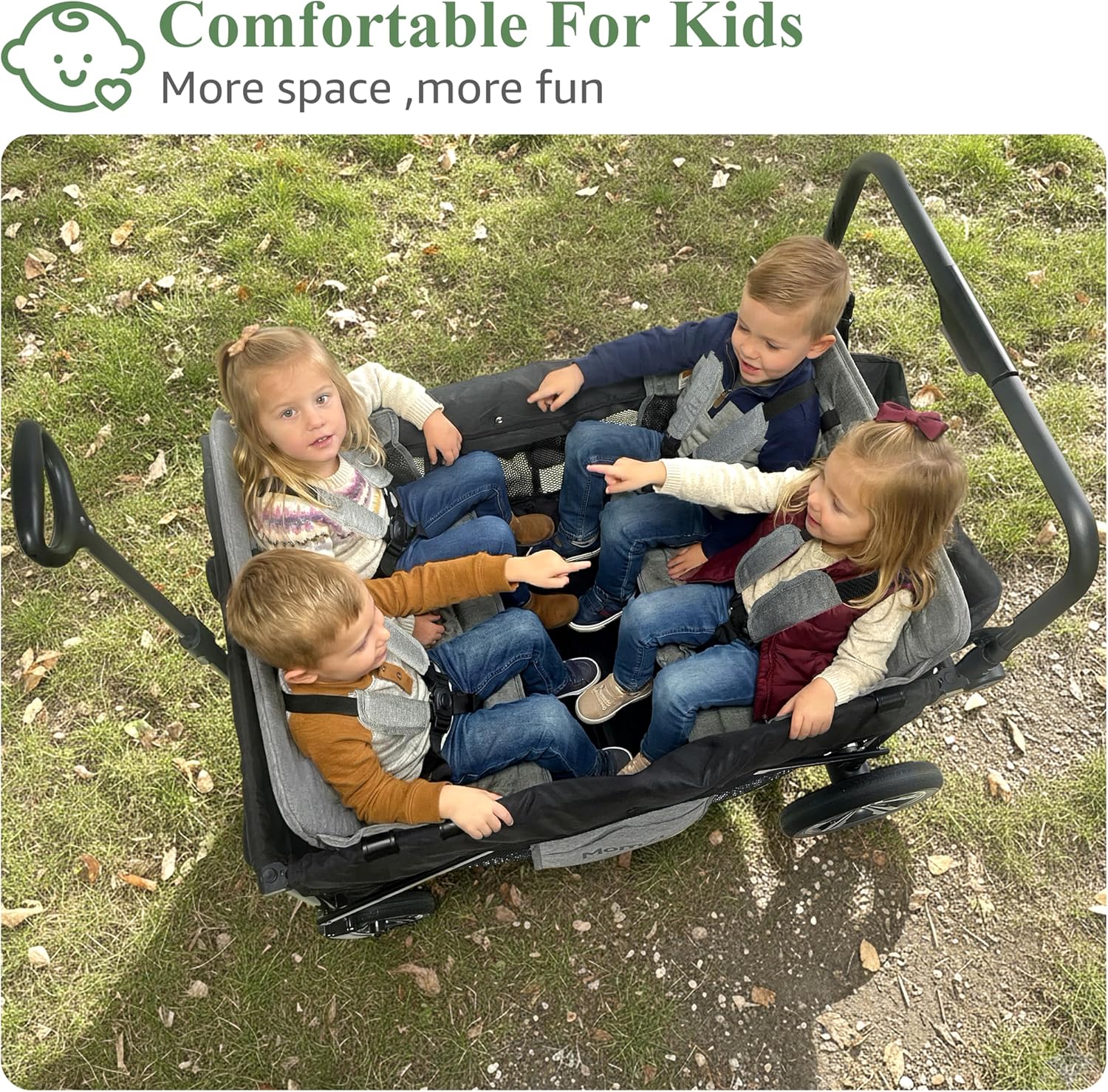 Thumbnail 3 de MomZi 4-Seat Kids Stroller in Black — Flexible Foldable Ride for Bigger Families