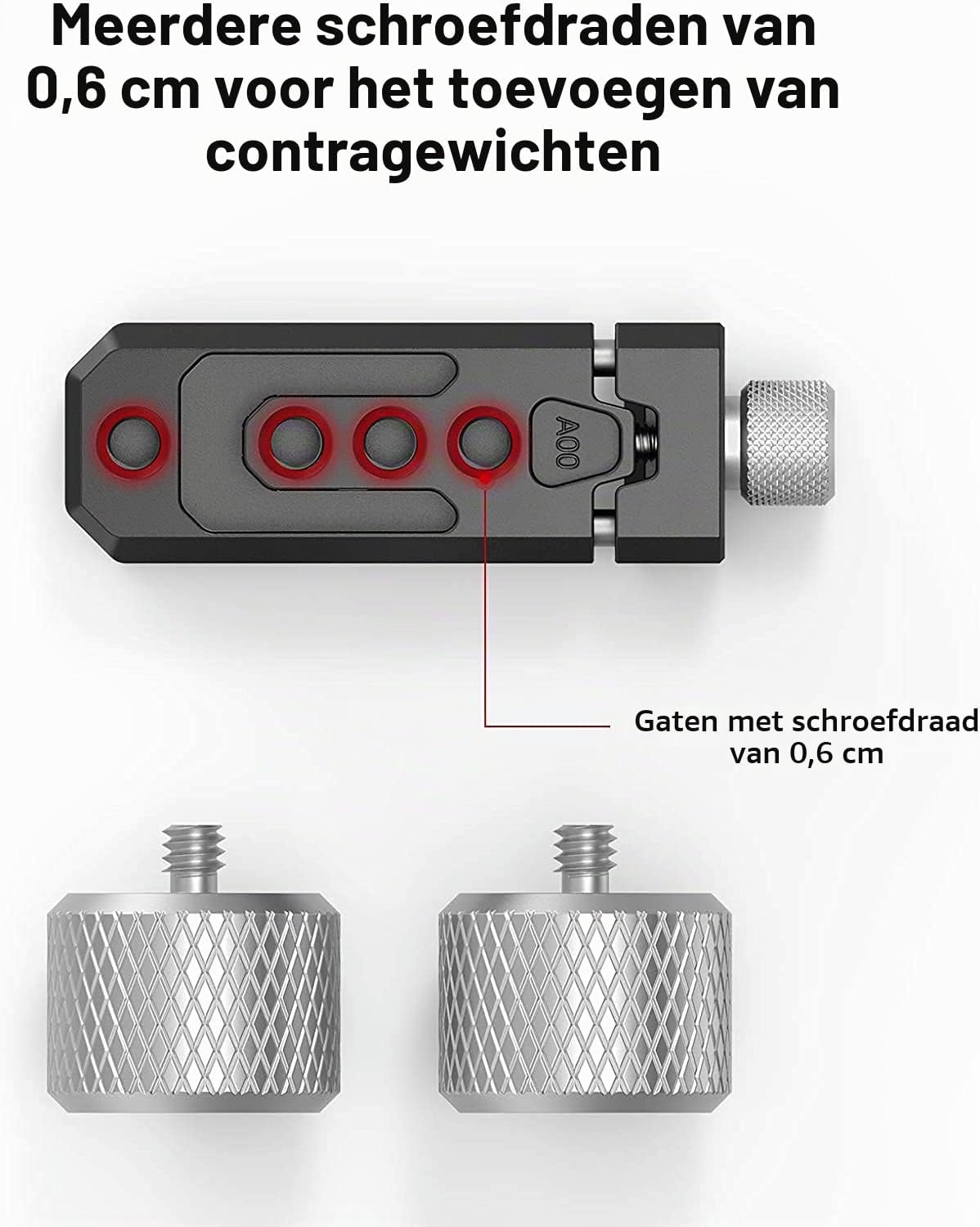 Detalle de SMALLRIG 3125 contragewichtset voor gimbals met verstelbare klem