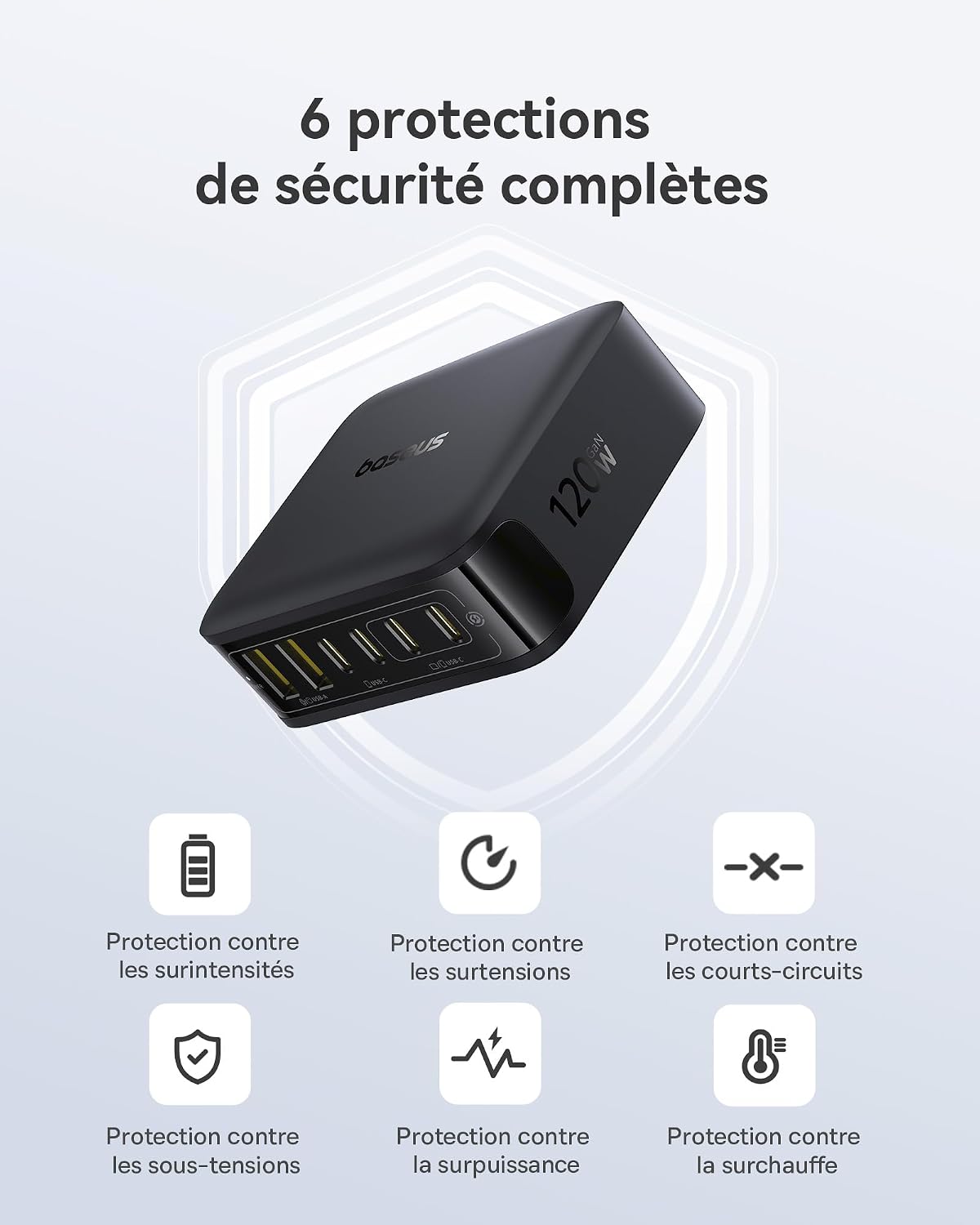 Thumbnail 4 de Baseus Chargeur USB C 120W 6‑ports