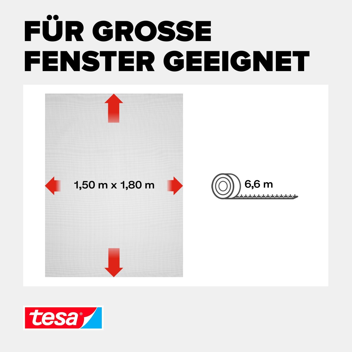 Detalle 2 de tesa INSECT STOP Klett Fliegengitter für Fenster – Mückenschutz ohne Bohren, 150 × 180 cm, Anthrazit