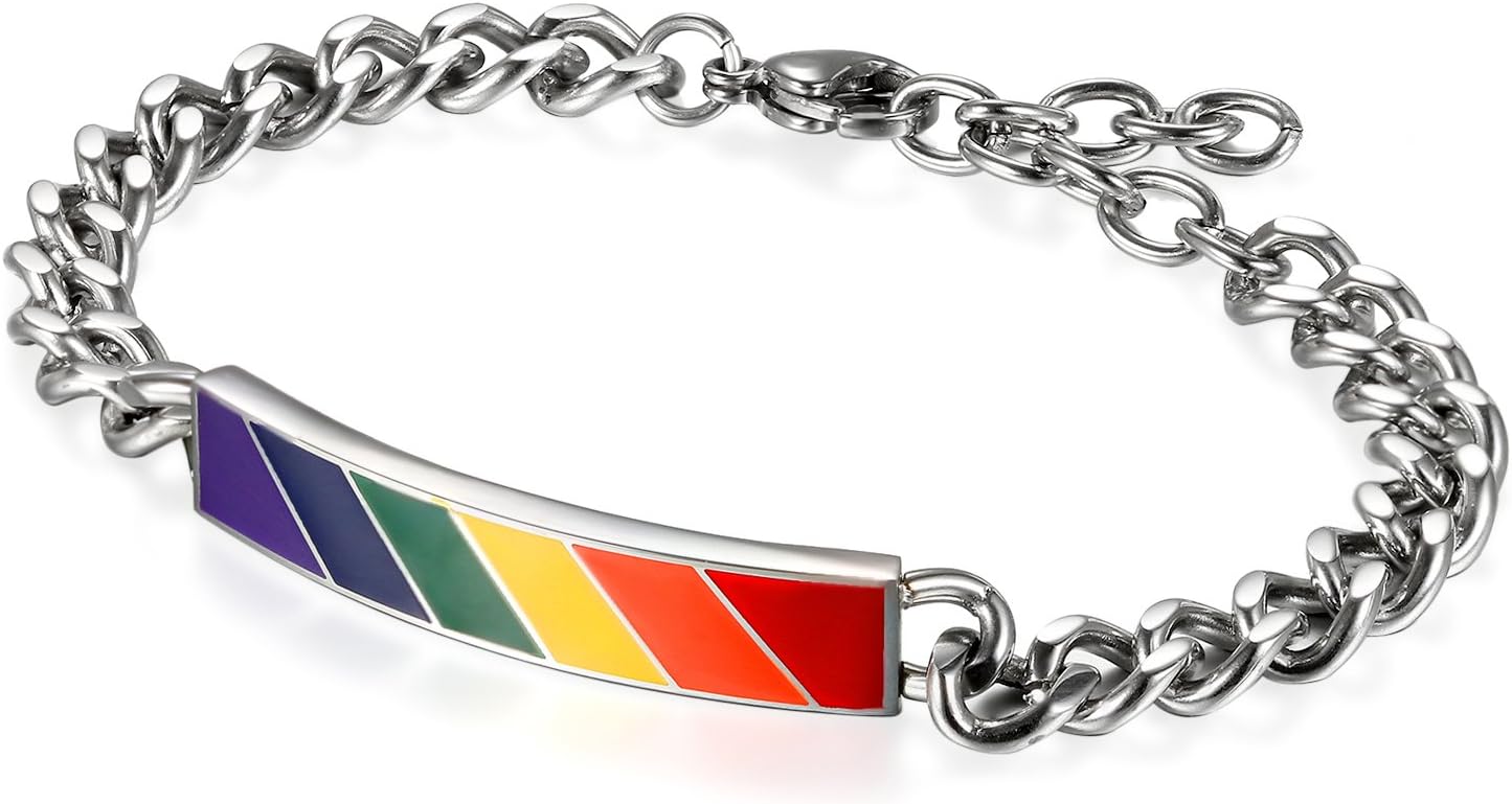 Thumbnail 2 de Flongo Partner Armband 20 cm verstellbar Edelstahl Regenbogen
