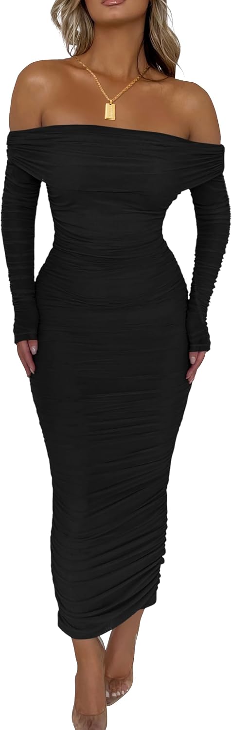 Detalle de PRETTYGARDEN Fall Off The Shoulder Maxi Dress