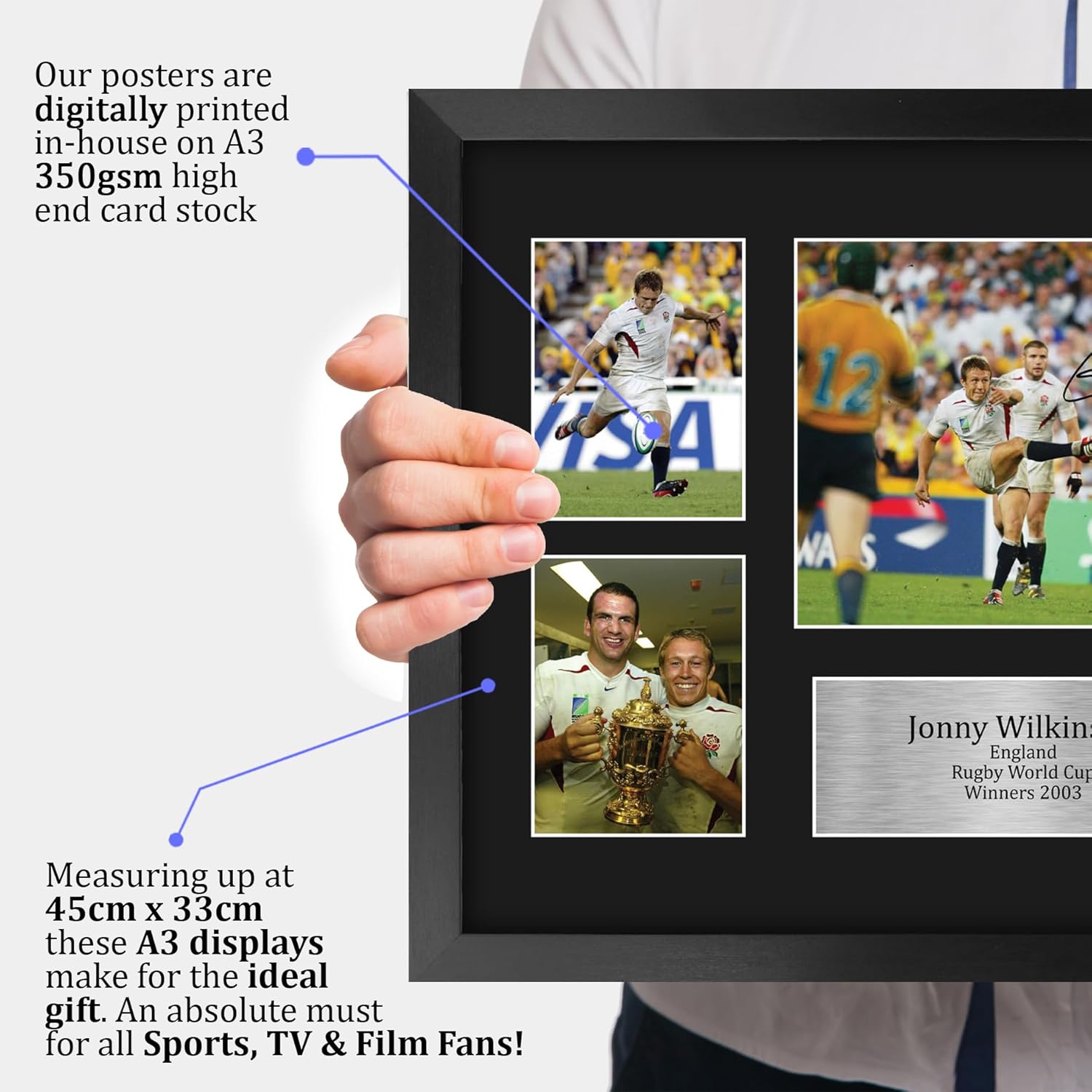 Thumbnail 2 de HWC Trading FR A3 Jonny Wilkinson England framed signed autograph picture (A3)