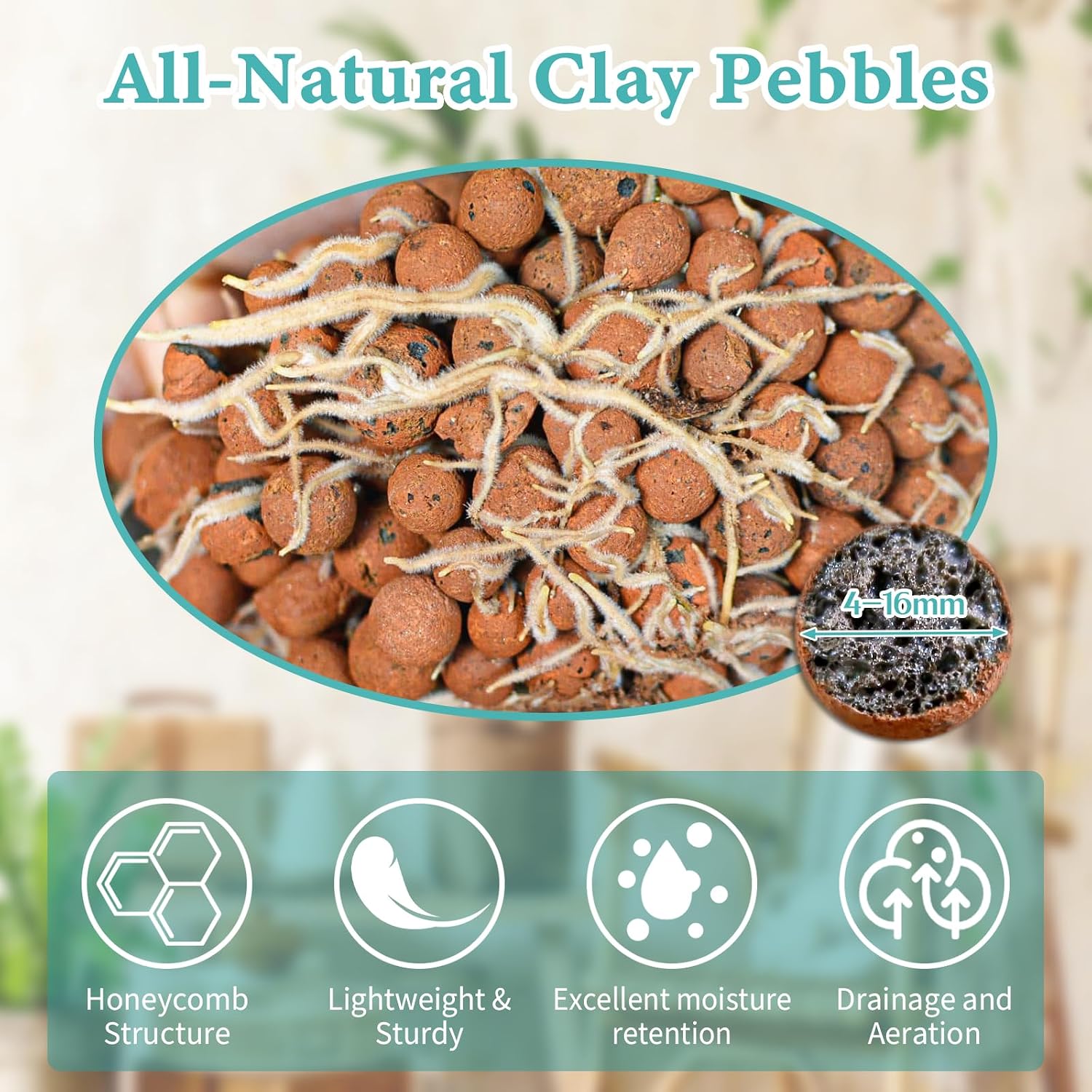 Detalle de Legigo Clay Pebbles-15LB LECA Growing Medium, 4–16 mm Natural Clay