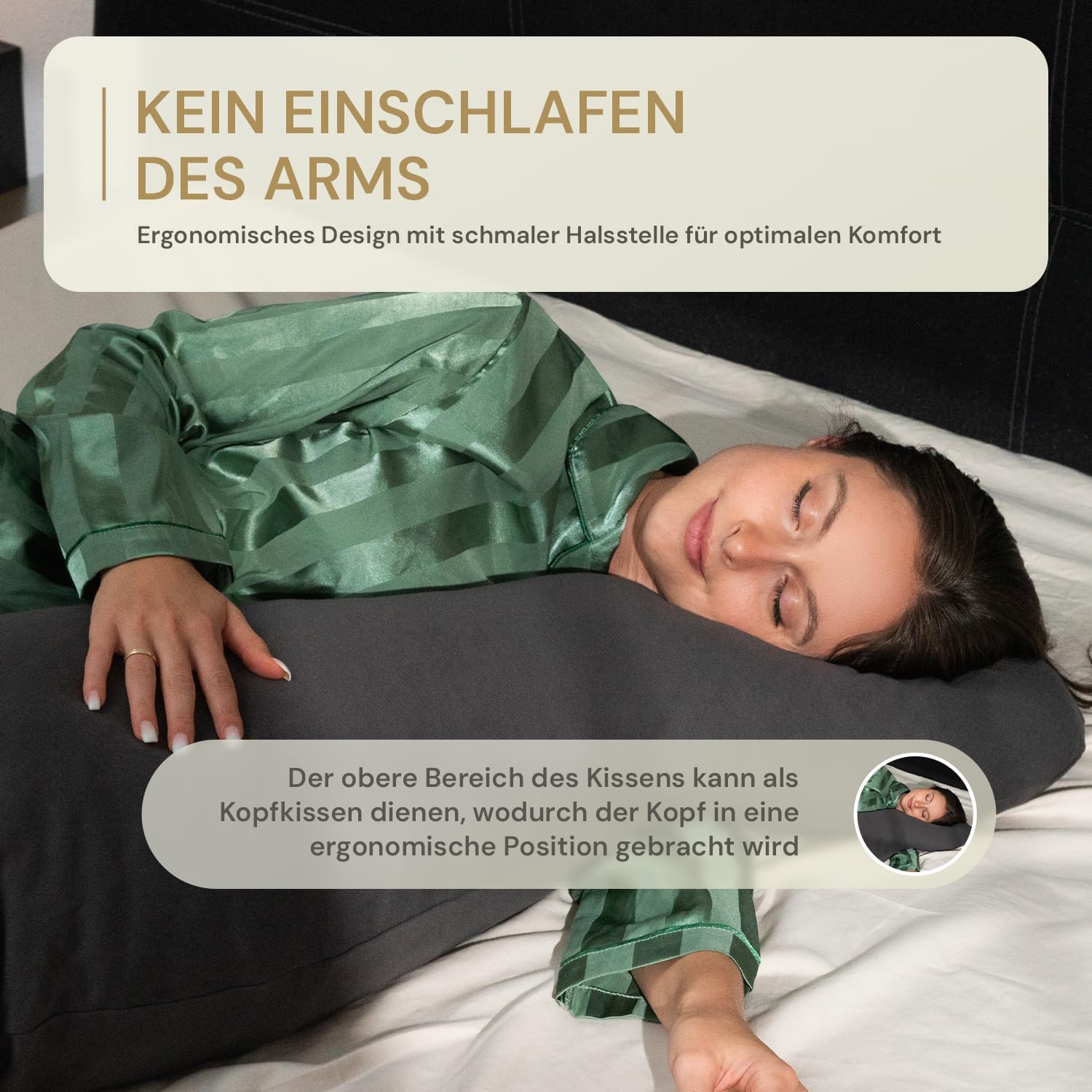 Detalle de Opanoli ergonomisches Seitenschläferkissen – Entlastung für Schulter, Rücken und Hüfte