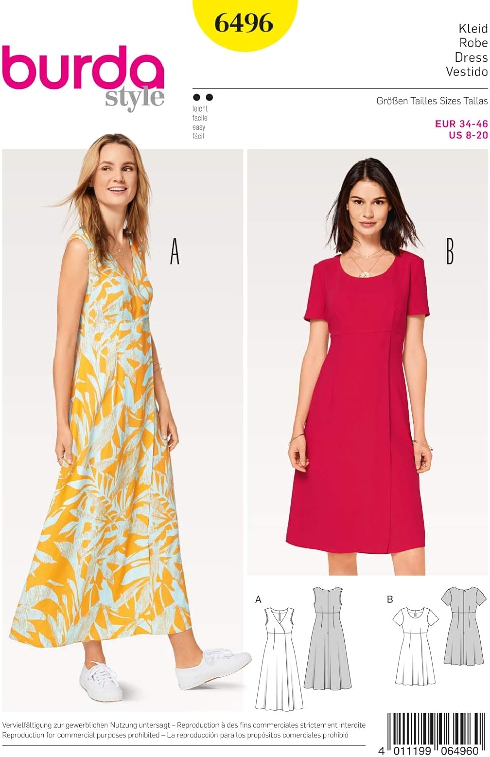Thumbnail 1 de burda style Schnittmuster #6496 Damenkleid mit Wickeleffekt (Gr. 34–46)