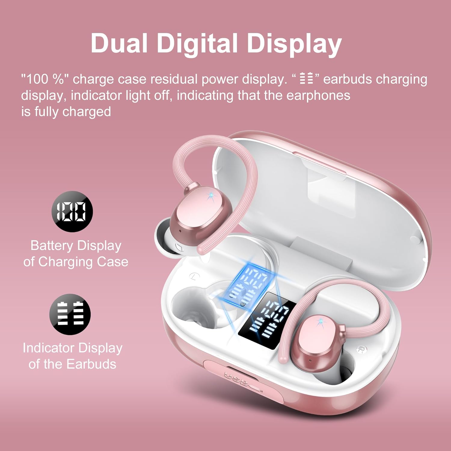 Thumbnail 4 de Ear buds Wireless Bluetooth Earbuds Sport 2026 (Q22) with LED Display, IP7 Waterproof, Bluetooth 5.3