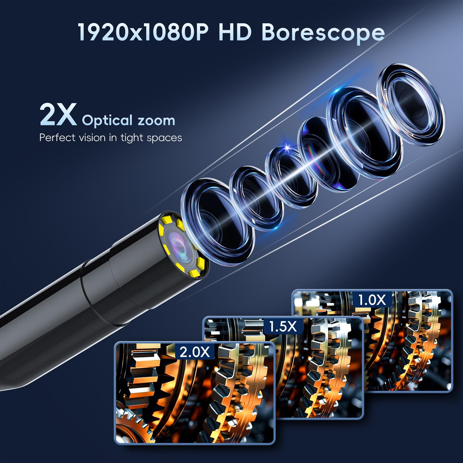 Detalle de SKYBASIC 5M Industrial Endoscope Camera, 4.3-Inch LCD, 8 LED Lights