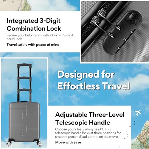 Detalle de WORLD EXPLORER Dark Grey Cabin Suitcase 55x40x20cm, 34L – ABS Shell, 4 Wheels